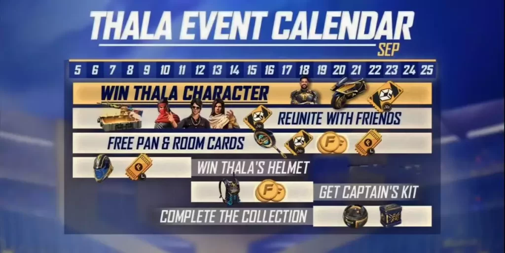 free fire thala event calendar